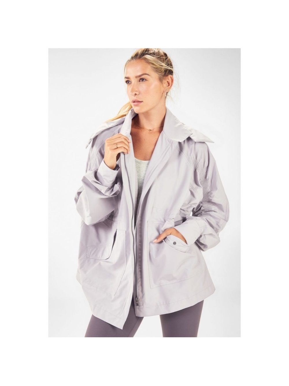 Fabletics Giana Jacket in Haze Grey Size Small